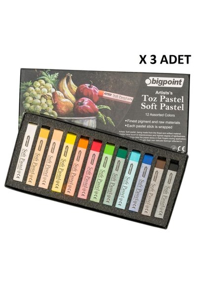 Bigpoint Artists's Toz(Soft) Pastel Boya 12 Renk x 3 Adet