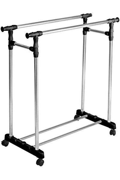 Other HEAVY DUTY Double Pole Adjustable Portable Clothes Rack Hanger Extendab...