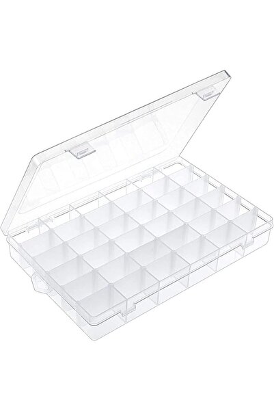TERRIFI 36 Grids Clear Plastic Organizer Box with Adjustable Compartment Divi...