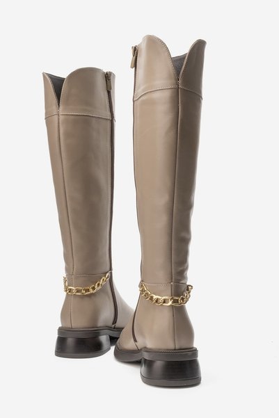Zeynep Sıradağlı Varville Women's Genuine Leather Boots Mink