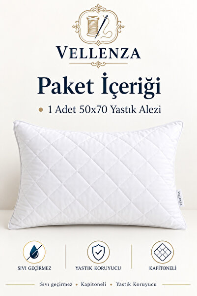 Vellenza 1 Piece 50X70 Quilted Liquid-Proof Pillow Protector with Fiber Filling