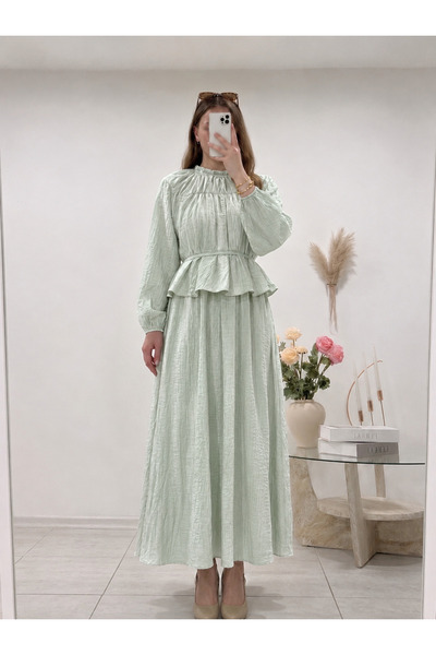 Moda Aydın Butik طقم تنورة نسائية برباط - أخضر