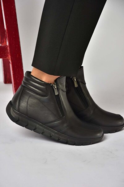 Fox Shoes Z555360803 Μαύρες γυναικείες μπότες από γνήσιο δέρμα Comfort Orthop...