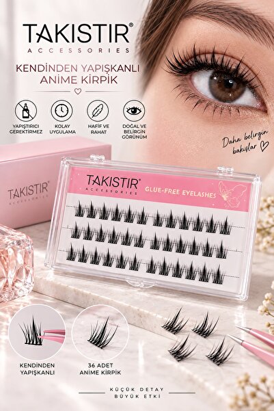 TAKIŞTIR 36'lı Kendinden Yapışkanlı Doğal Görünümlü Anime Kirpik Set