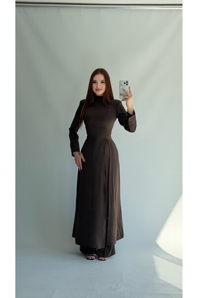 AYŞENUR DİNÇER Twill Kimono Tunik Kahverengi