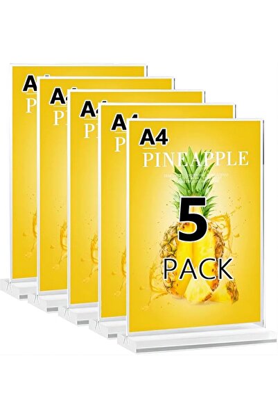 EXCEFORE Acrylic Sign Holder A4 - Double Sided Acrylic T Shape Table Top Disp...