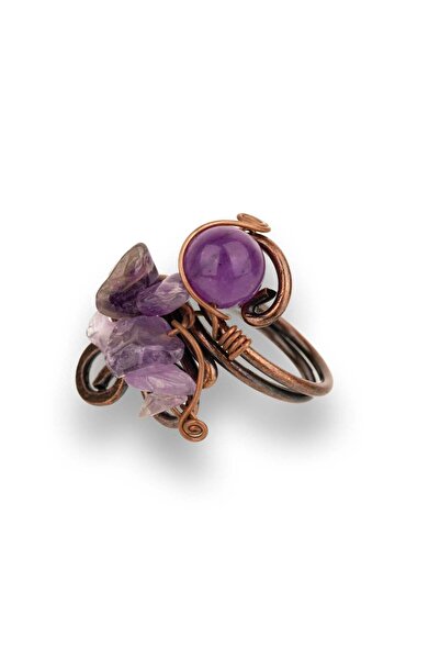 Zeynep Büyükbay Amethyst crushed natural stone ring (adjustable)