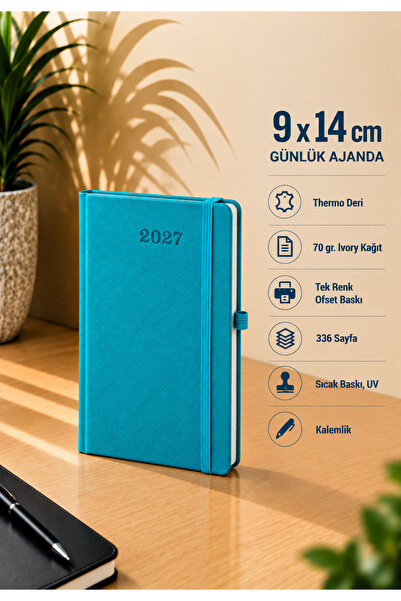 Mr.Notebook Kişiye Özel İsim Yazılı Turkuaz 9x14 Günlük Ajanda