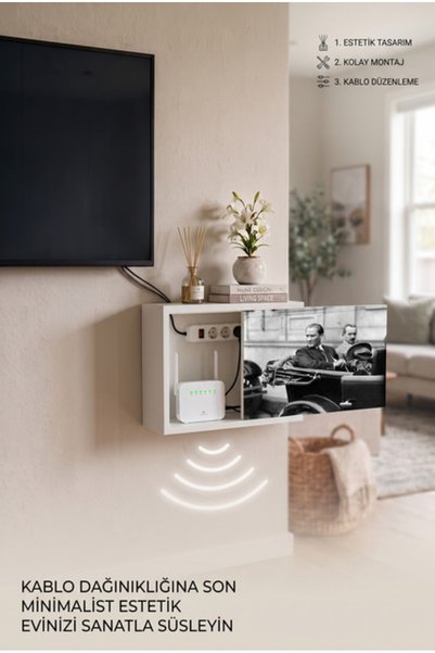 wudie Colorful Wall Mounted Wooden Wifi Box Modem Cable Hiding Organizer Fuse...
