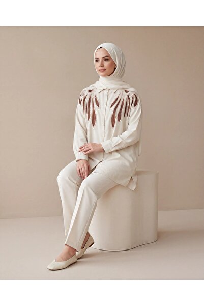 BURRASCA Pul Beaded Embroidered Linen Shirt