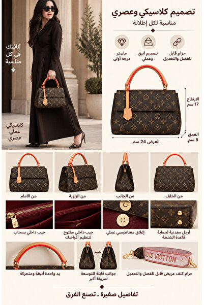 LV حقيبة كلوني نسائية ماستر درجة أولى، عليها شعار الماركة، بدون ملحقات، لون ب...