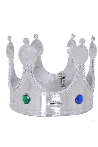 ZERO LAND Zngzrmll Plastic King Crown Silver Color Adult (124414) 55 cm