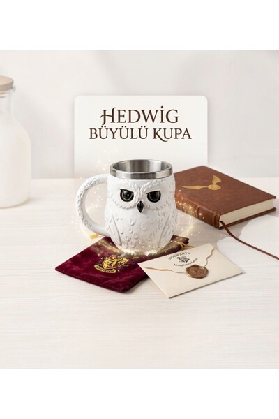 lstri Harry Potter Hedwig Tasarımlı 3D Kabartmalı Kupa Bardak - Kar Baykuşu F...
