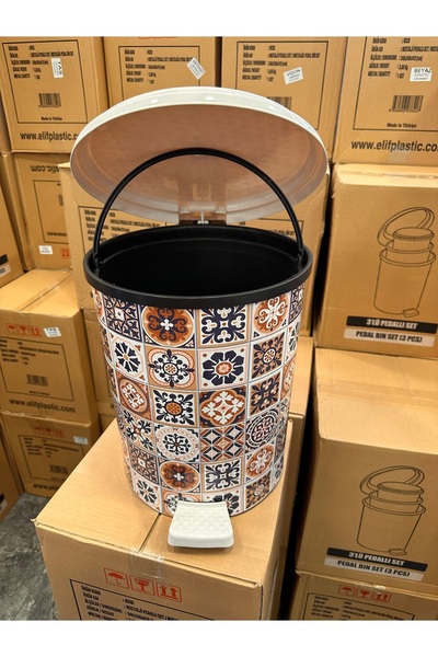 LeesHome Mozaik Pedallı Çöp Kovası: 20 Litre krem