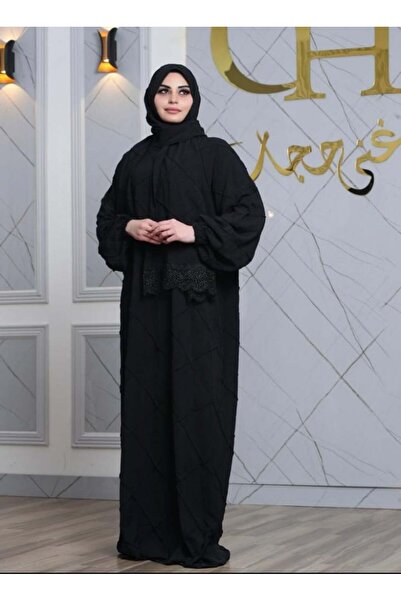 ghina hijab شرشف صلاة غنى حجاب محير درزات - أسود