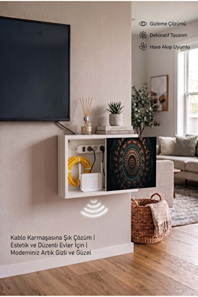 wudie Minimalist Ahşap Sigorta Kutusu Saklama Duvar Tipi Priz Wifi Modem Kabl...