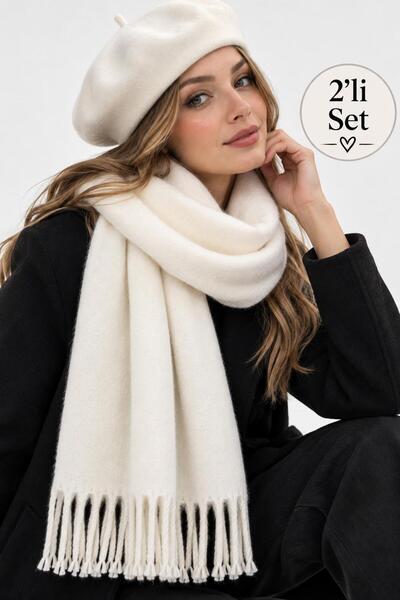 Wearflawless Γυναικείο Σετ 2 τεμαχίων: Κασκόλ και Σκούφος Ζωγράφου, Χειμερινό...