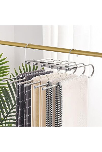 Tazweeq Stainless Steel Collapsible Pants Hanger for Closet, Adjustable Space...