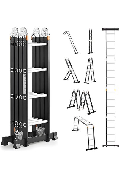 Egardenkart Multi-Purpose Foldable Ladder - 4x4, 16 Steps | Carbon Steel Fold...