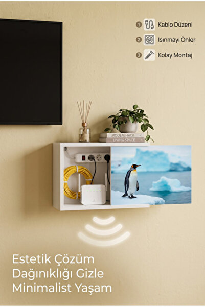 wudie Dekoratif Ahşap Priz Kapatıcı Sigorta Kutusu Saklama Wifi Modem Gizleyi...