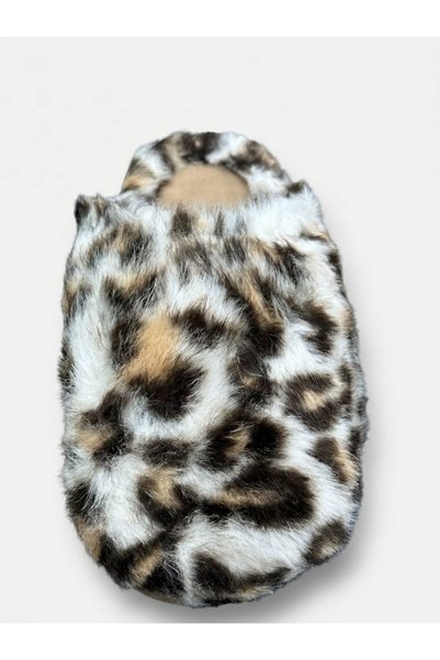 GEZER Papuci de pluș pentru femei, cu model leopard, de iarnă, confortabili, pentru casă și grădină