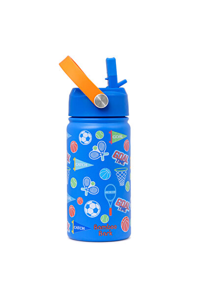 Bamboo Bark Insulated Water Bottle for Kids, 400ml Stainless Steel with Straw...