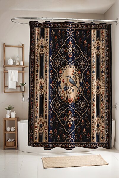 EVPANYA ستارة حمام مزخرفة بنمط طائر فني، ستارة دش، ستارة حوض استحمام 175x200 سم