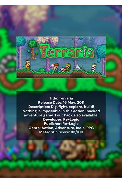 OEM Αφίσα Ινφογραφικό Terraria, Οπτικός Οδηγός Παιχνιδιού, Χαρτόνι Premium 25...