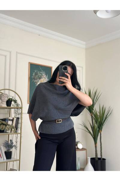 YELZEY BUTİK Boat neck bat sleeve sweater