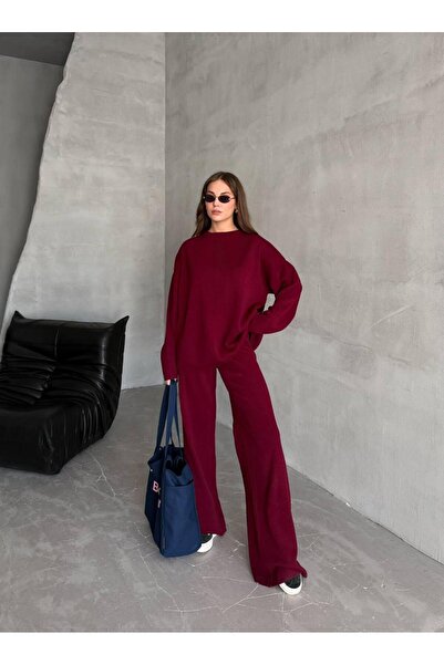 De Pose Oversize Kesim Sade Kadın Triko Takım