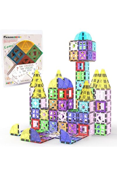 PicassoTiles مجموعة مكعبات بناء مغناطيسية من 36 قطعة، تشمل أشكال نصف دائرية و...