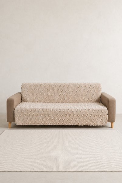 pamore Self-Embossed Geometric Pattern Chenille Sofa Cover 170X225 cm Multi-Purpose Sofa and Bed Cover