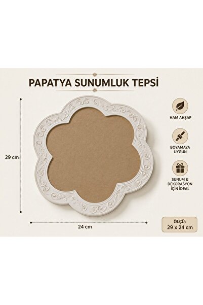 Eymen Hobi 29X24 cm Papatya Model Decorative Raw Presentation Tray – Embossed...