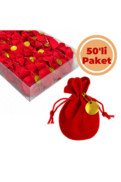 Renk İthalat Kesede Kına Kırmızı 50'li Paket Hediyelik Dağıtmalık Hazır Paket...
