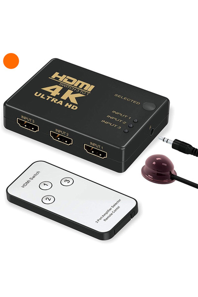 Lunatic 7032 Hdmi Switch 3 Port Çoklayıcı Kumandalı HDMI 3 Giriş 1 Çıkış 4K*2...