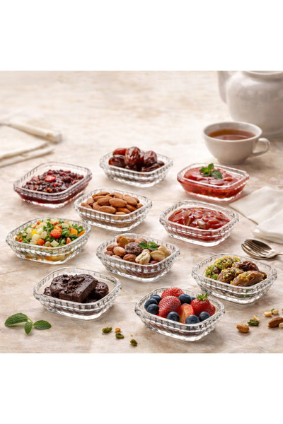 Dania ✨ Luxury Glass Serving Plate Set 10 Pieces – Size 9×7 cm | Elegance tha...