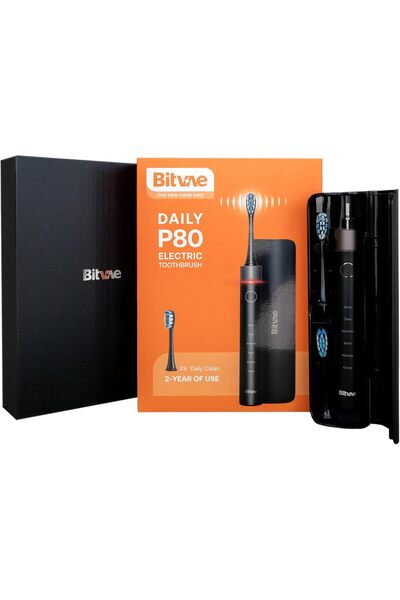Bitvae P80 Sonic Electric Toothbrush – Black, with 8 Replacement Brush Heads ...