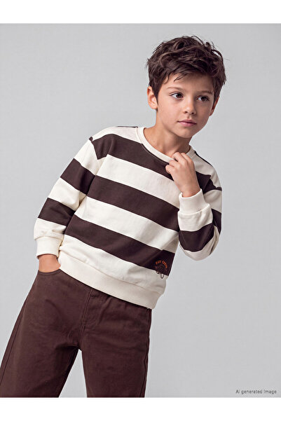 LC Waikiki Striped Boys' Thick Sweatshirt
