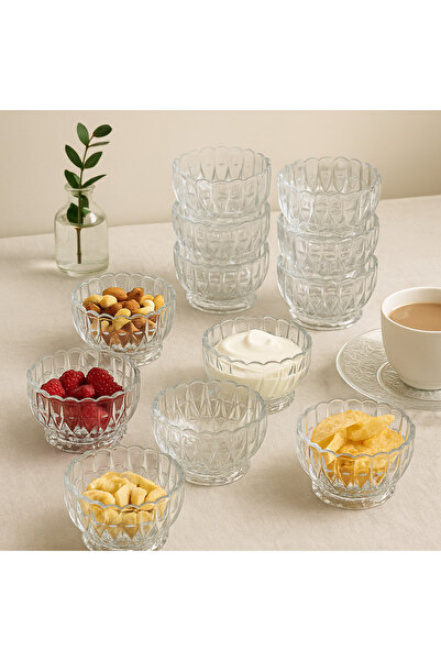 Dania Set of 12 Glass Bowls with Legs for Nuts and Sweets, Multi-purpose
