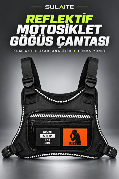 SULAITE Motosiklet Göğüs Çantası ve Reflektörlü Yelek Unisex Su Geçirmez Terl...