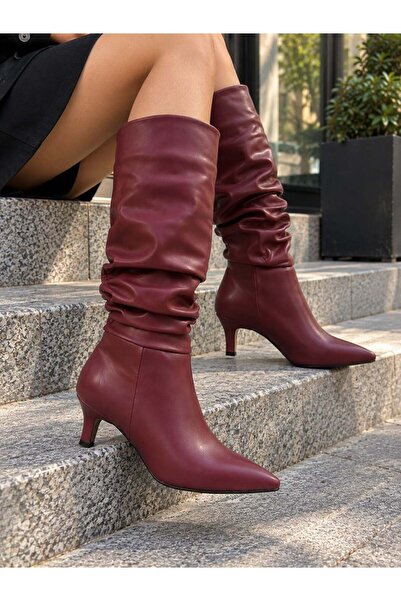 asmi shoes حذاء نسائي من OSLO باللون العنابي بكعب عالٍ وتصميم أنيق ومريح للاس...