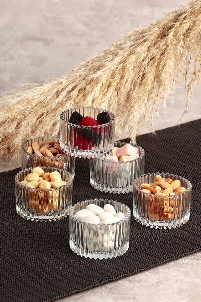 Porsima Glass Snack Serving Bowl 6 Pieces from Rayan Sultan, Magnolia Bowl