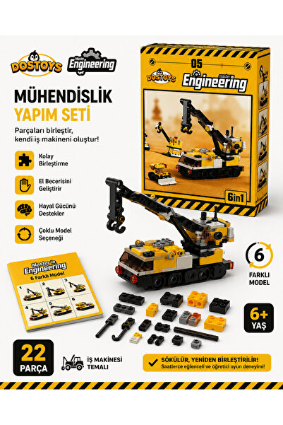 Eymen Hobi Engineering Construction Vehicle Block Building Set – 6 in 1 – Age...