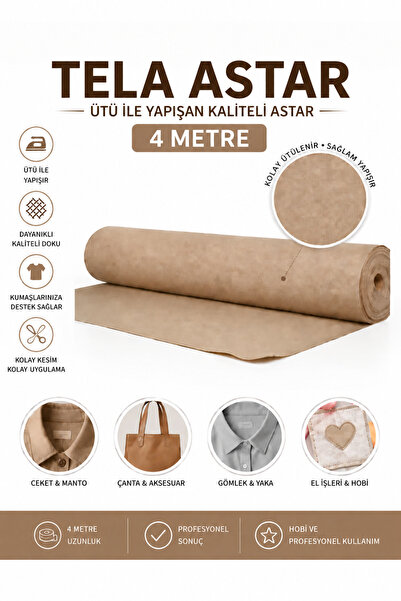 Dünya Sünger 4 Metre Tela Astar – Ütü ile Yapışan Kumaş Destekleyici Tela, Da...