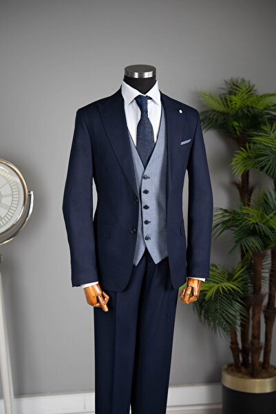 terzi ayhan Exclusive double-sided vest suit navy blue