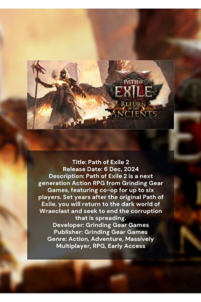OEM Path of Exile 2 Αφίσα Ινφορματογραφίας, Παιχνίδι Δράσης RPG, Χαρτόνι 250γ...