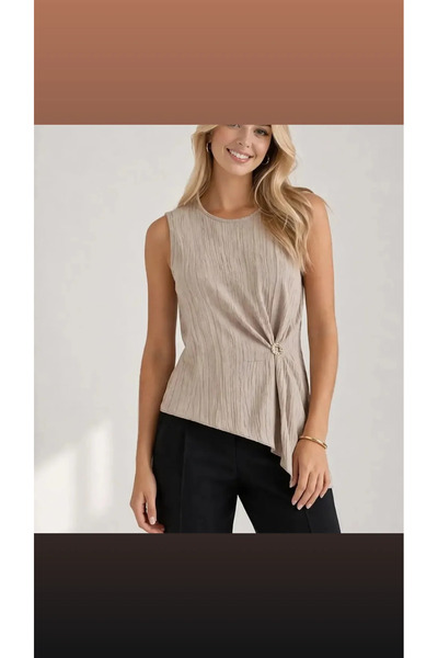 ÖZZYFASHION بلوزة عصرية بمشبك من الكتان