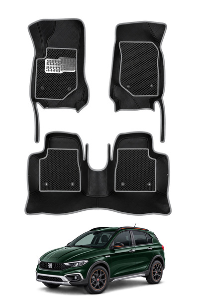stiloto Fiat Egea Cross (2021-2025) Uyumlu 8D Deri Oto Paspas - Diamond Baskı...