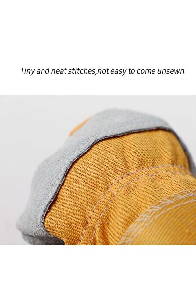 Generic Short Yellow & Grey Cowhide Leather Welding Gloves - Heat Resistant Breathable Forge Gloves for Indu