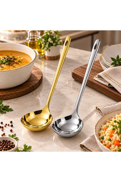 EVTR Paslanmaz Çelik Servis Kepçesi 24,5 CM – Gold & Gümüş Renk Seçenekli – U...